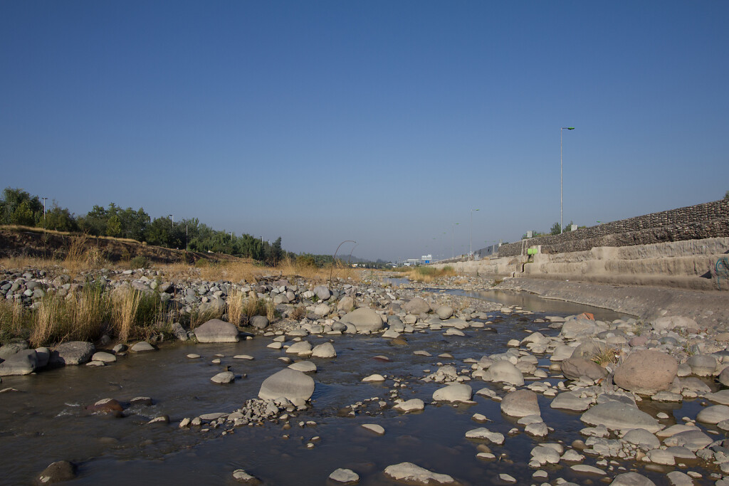 The river enters the city